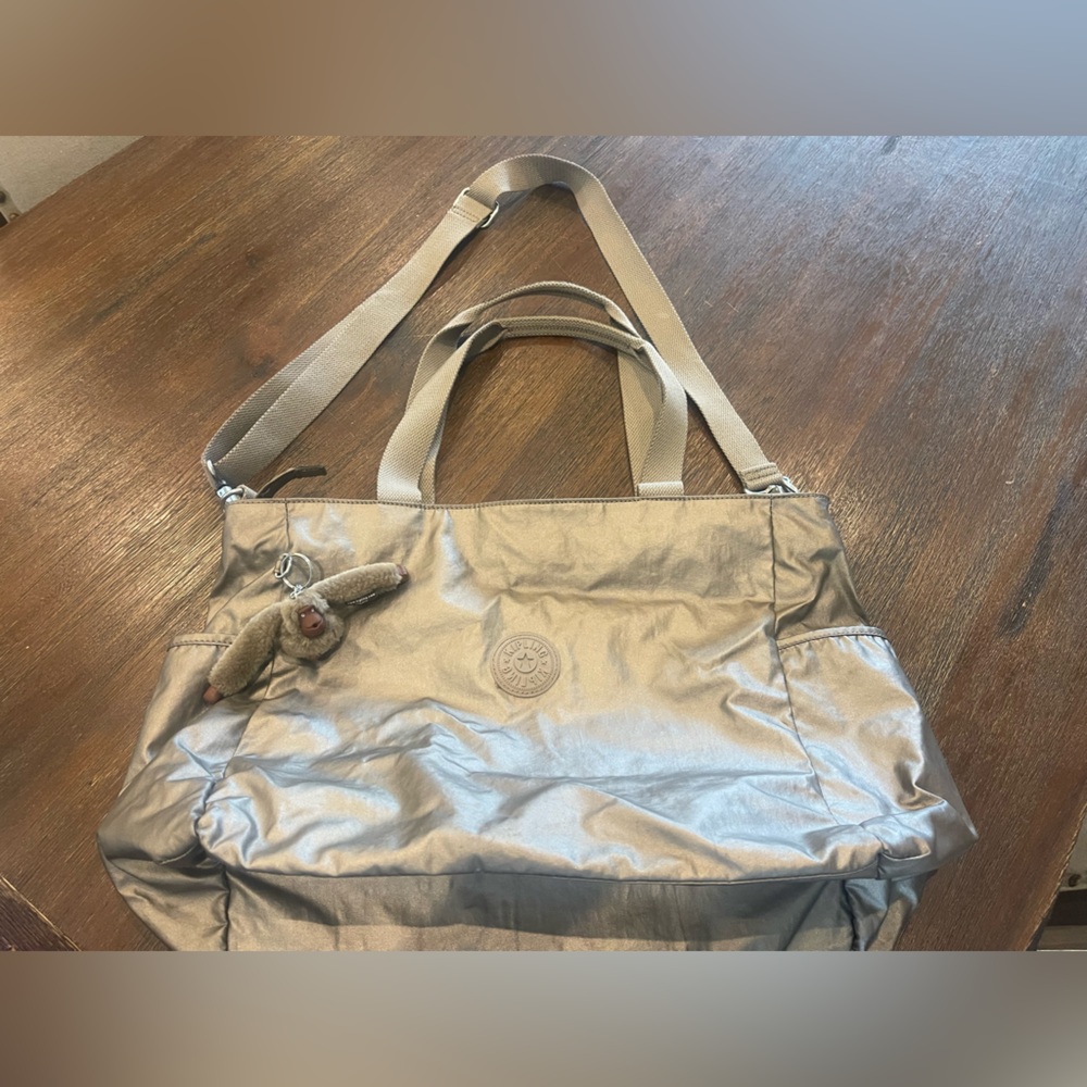 Kipling Metallic Silver Tote Bag